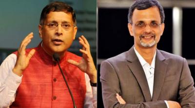 Former chief economic advisor Arvind Subramanian (left) and current CEA Anantha Nageswaran. Photo: PIB and Twitter