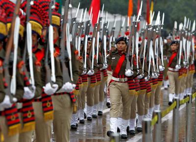 Police women march during India's Republic Day parade in Chandigarh, January 26, 2017. Photo: Reuters/Ajay Verma