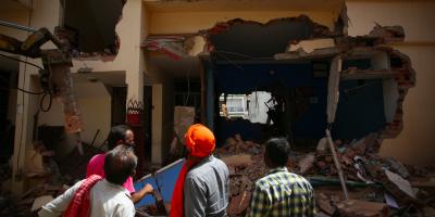 Javed Mohammad's house being demolished in Uttar Pradesh's Prayagraj on June 12, 2022. Photo: Reuters/Ritesh Shukla