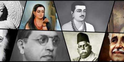 Clockwise, from left to right: Mahavira, Akka Mahadevi, Basavanna, Tipu Sultan, Periyar, Dr B.R. Ambedkar, K.B. Hedgewar, Kuvempu. Photos: Wikimedia