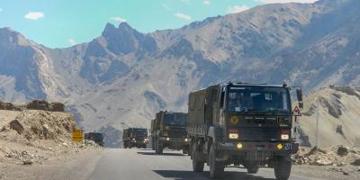 FILE: Army trucks move towards the LAC in eastern Ladakh, amid the prolonged India-China stand off, September 12, 2020. Photo: PTI