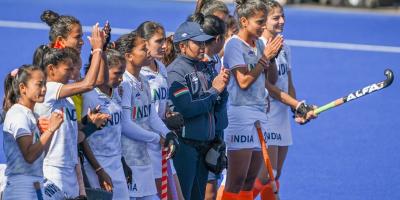 The Indian women's hockey team clebrates their win against New Zealand to earn bronze in the Commonwealth Games in Birmingham. Photo: PTI.