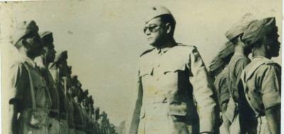 Netaji Subhas Chandra Bose reviewing the troops of Azad Hind Fauj - 1940s. Photo: Wikimedia Commons
