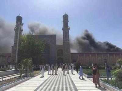 File Photo. An explosion outside a mosque in Afghanistan. Credit: Twitter/TOLO News.
