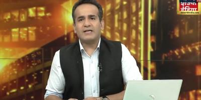Screengrab of TV 18 anchor Aman Chopra during a programme. Photo: Twitter/AmanChopra_