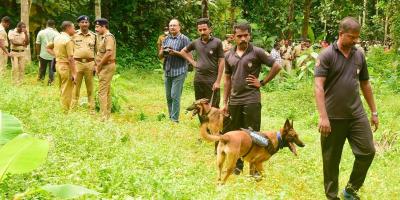 A dog squad brought in for investigating the Elanthoor human sacrifice case, at Pathanamthitta, Kerala, October 15, 2022. Photo: PTI