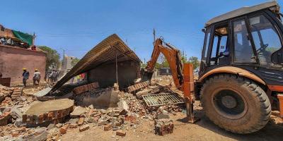 Representational image.  Demolition drive of illegal structures at the site, where communal clash had broken out on Ram Navami procession, in Himmatnagar, Tuesday, April 26, 2022. Photo: PTI