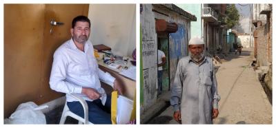 Virender Singh Pradhan of Bhojipura (left). Hamid Mewati, Prashant of Abhaypur (right). Photos: Nalin Verma.