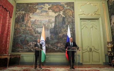 Russian Foreign Minister Sergei Lavrov and his Indian counterpart S. Jaishankar attend a news conference following their talks in Moscow, Russia, November 8, 2022. Photo: Maxim Shipenkov/Pool via Reuters