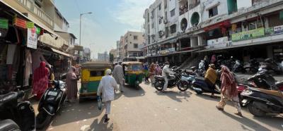 A busy street in Juhapura area, one of the Muslim ghettoes in Ahmedabad. Photo: Ajoy Ashirwad.