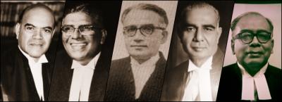 (L-R) Justice A.N. Grover, K.S. Hegde, Chief Justice S.M.Sikri, J.M. Shelat, and A.K. Mukherjea. Photos: sci.gov.in