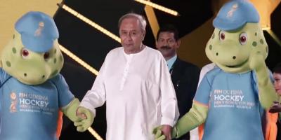 Naveen Patnaik during the opening ceremony of the 2023 Hockey Men's World Cup. Photo: Screengrab via YouTube
