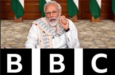 Narendra Modi and BBC logo. Photo: Wikipedia