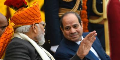 Prime Minister Narendra Modi with Egypt's President Abdel Fattah el-Sisi at the 2023 Republic Day parade. Photo: PIB