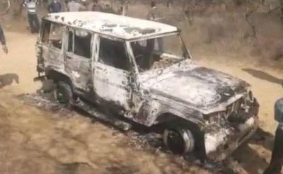 The burnt vehicle in which the charred bodies of Junaid and Nasir were found: By Special Arrangement