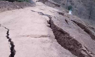 Cracks in the land in Ramban. Photo: Special arrangement