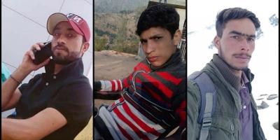 Photographs of the three young labourers from Rajouri who were killed in a fake encounter in Amshipora on July 18, 2020. Photo: Article 14 (https://article-14.com/post/the-anatomy-of-an-extrajudicial-killing-in-kashmir)