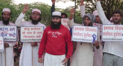 Jabir and other protesters at Ghatmeeka Eidgah in Rajasthan. 