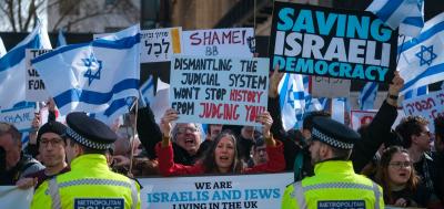 Representative image. Jews and Israelis in the UK protest against Israel President Benjamin Netanyahu's judicial overhaul. Photo: Alisdare Hickson/Flickr CC BY SA 2.0