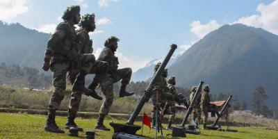 A file photo shows the Indian army personnel carring out drills at Kibithu close to the Line of Actual Control (LAC) in Anjaw district of Arunachal Pradesh on Thursday. Photo: PTI/File