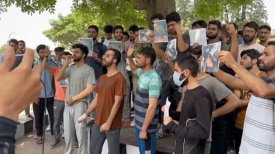 Protests on the GMC Jammu campus. Photo: Special arrangement