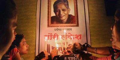 A memorial for Gauri Lankesh. Photo: PTI