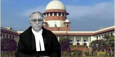 Justice Sanjay Karol, with the Supreme Court in the background. Illustration: The Wire