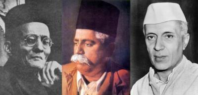 From the left: V.D. Savarkar, Keshavrao Hedgewar, and Jawaharlal Nehru.