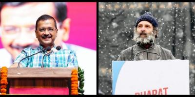 Arvind Kejriwal (L) and Rahul Gandhi. Photos: Official Twitter handles