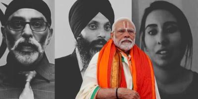 Gurpatwant Singh Pannun, Hardeep Singh Nijjar, Sheikh Latifa. In the foreground is Indian PM Narendra Modi. Photos: File and official X account.