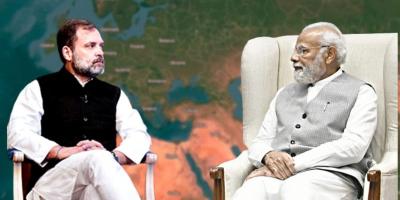 Rahul Gandhi (left) and Narendra Modi.