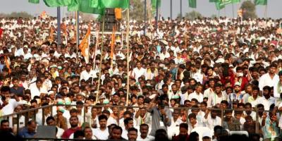 Crowds at a Congress party rally in Telangana. Photo: X (Twitter)/@INCTelangana