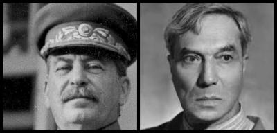 Joseph Stalin (L) and Boris Pasternack.