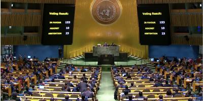 The United Nations General Assembly vote on the Gaza ceasefire resolution. Photo: X/@UN_News_Centre