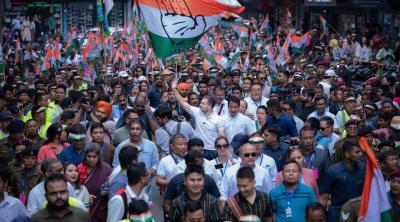 Rahul Gandhi at a rally in Mizoram. Photo: X (Twitter)/@INCMizoram