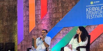 Vivek Shanbhag in conversation with Anita Nair at the Kerala International Literature Festival 2023. Photo: Jahnavi Sen