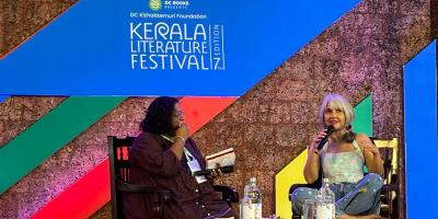 Anuja Chauhan speaking at the Kerala Literature Festival. Photo: Jahnavi Sen