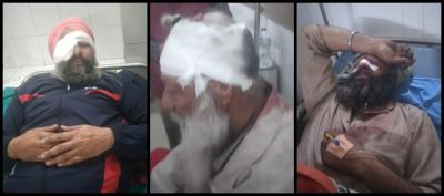 Farmers injured in police action on the Punjab-Haryana border. Photos: Special arrangement