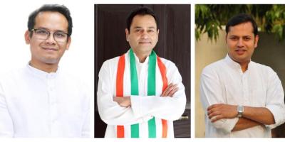 Left to right: Gaurav Gogoi, Nakul Nath, and Vaibhav Gehlot. Photos: Facebook.