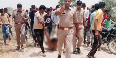 A mob drags the body of 45-year-old Qasim who was lynched in in Hapur, Uttar Pradesh, in June. Credit: Twitter
