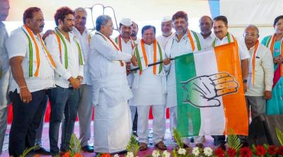 BJP leaders joining the Congress in Karnataka. Photo: X/@INCKarnataka