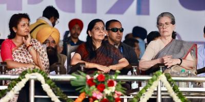 Kalpana Soren, Sunita Kejriwal and Sonia Gandhi on March 31, 2024. Photo: By arrangement.