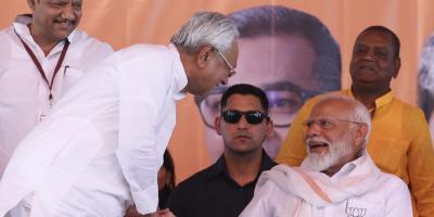 Nitish Kumar with Narendra Modi in Bihar. Photo: X/@BJP4Bihar