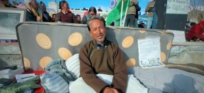 Sonam Wangchuk while ending his climate fast on Tuesday. Photo: Screengrab from video