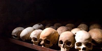 A collection of human skulls. This is part of a museum exhibit in Rwanda about the country's genocide. Photo: Wikimedia Commons