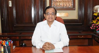Chidambaram in his office after taking over the charge of the Union Minister of Finance in 2012. Photo: Wikimedia Commons