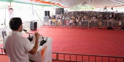 Rahul Gandhi at a rally in Madhya Pradesh. Photo: X/@INCMP