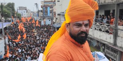 Bharatiya Janata Party (BJP) MLA T. Raja Singh during the Ram Navami Yatra (rally) in Hyderabad. Photo: X/@TigerRajaSingh
