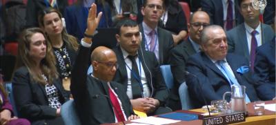 Ambassador Robert A. Wood of the United States votes against the draft resolution on Palestine in the Security Council. Photo: UN