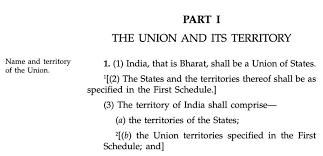Article 1 of the Constitution defines India as a Union of States.
